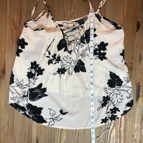Billabong Floral Black and Ivory Lace-Up Top - Picture 6 of 6